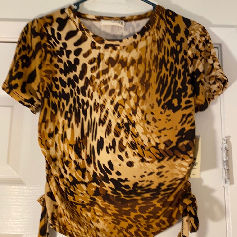 Animal Print Shirt with Side Ties